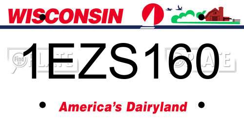 1EZS160 Wisconsin License Plate