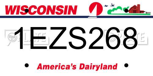 1EZS268 Wisconsin License Plate