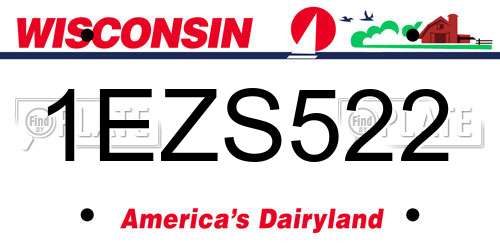 1EZS522 Wisconsin License Plate