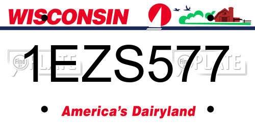 1EZS577 Wisconsin License Plate