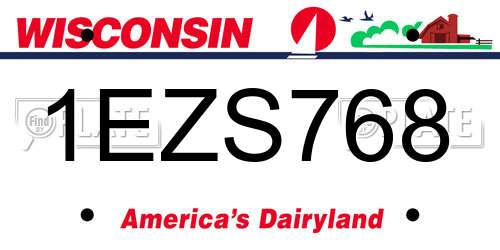 1EZS768 Wisconsin License Plate
