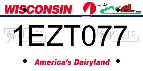 1EZT077 Wisconsin License Plate