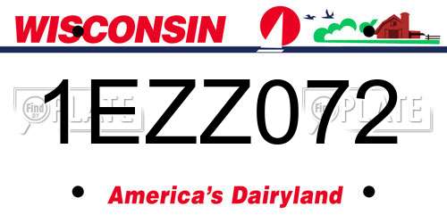 1EZZ072 Wisconsin License Plate