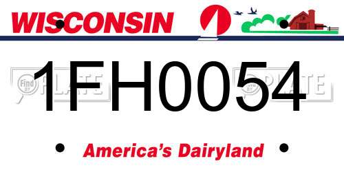 1FH0054 Wisconsin License Plate