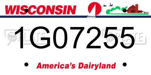 1G07255 Wisconsin License Plate