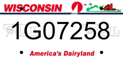 1G07258 Wisconsin License Plate