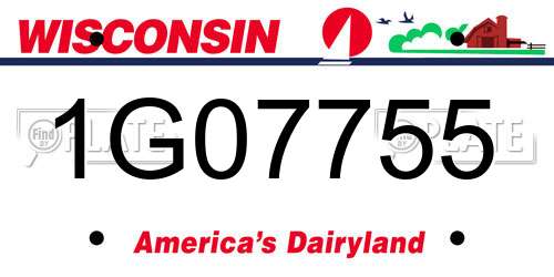 1G07755 Wisconsin License Plate
