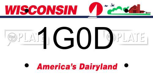 1G0D Wisconsin License Plate