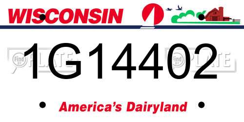 1G14402 Wisconsin License Plate