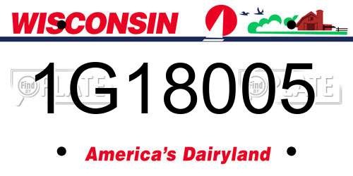1G18005 Wisconsin License Plate