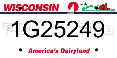 1G25249 Wisconsin License Plate