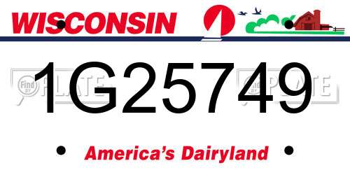 1G25749 Wisconsin License Plate