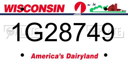 1G28749 Wisconsin License Plate