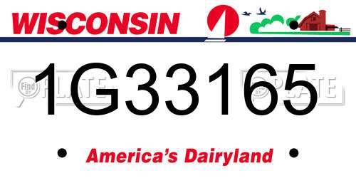 1G33165 Wisconsin License Plate