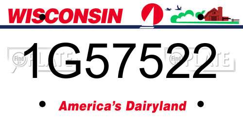 1G57522 Wisconsin License Plate