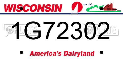 1G72302 Wisconsin License Plate