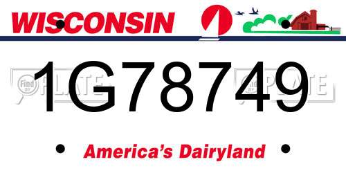 1G78749 Wisconsin License Plate
