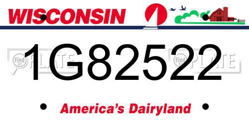 1G82522 Wisconsin License Plate