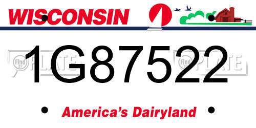 1G87522 Wisconsin License Plate