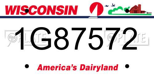 1G87572 Wisconsin License Plate