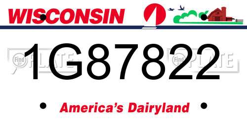 1G87822 Wisconsin License Plate