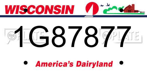 1G87877 Wisconsin License Plate