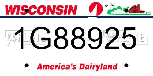 1G88925 Wisconsin License Plate