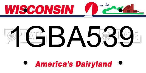 1GBA539 Wisconsin License Plate