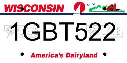 1GBT522 Wisconsin License Plate
