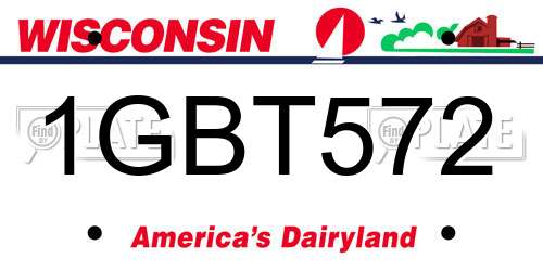 1GBT572 Wisconsin License Plate