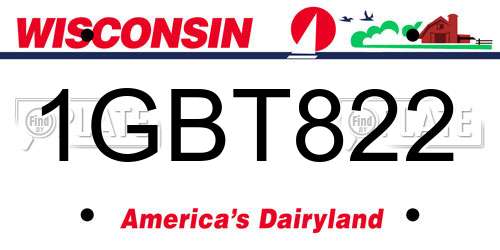 1GBT822 Wisconsin License Plate