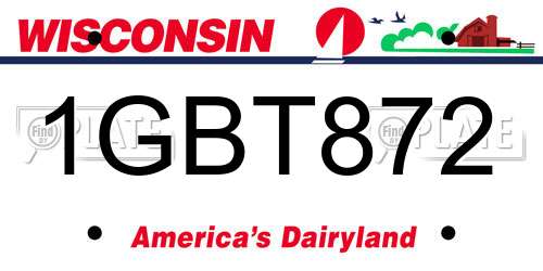 1GBT872 Wisconsin License Plate