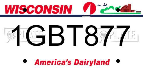 1GBT877 Wisconsin License Plate