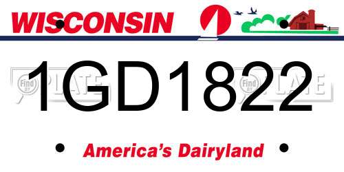 1GD1822 Wisconsin License Plate