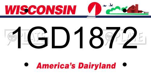 1GD1872 Wisconsin License Plate