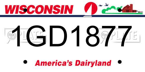 1GD1877 Wisconsin License Plate