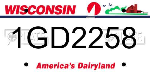 1GD2258 Wisconsin License Plate
