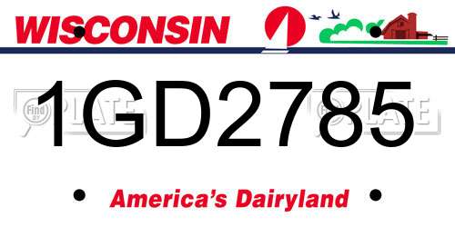 1GD2785 Wisconsin License Plate