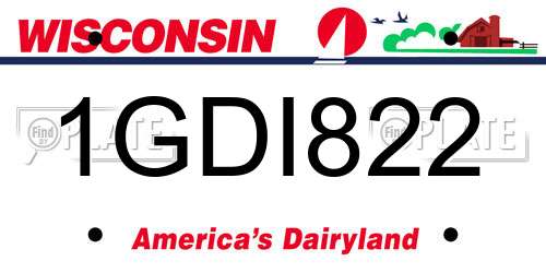 1GDI822 Wisconsin License Plate