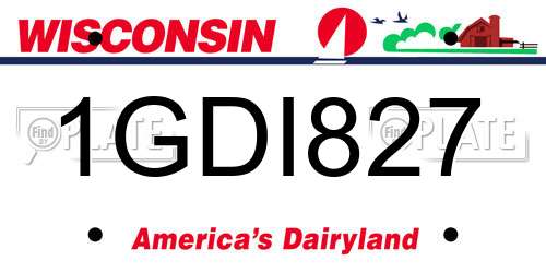 1GDI827 Wisconsin License Plate