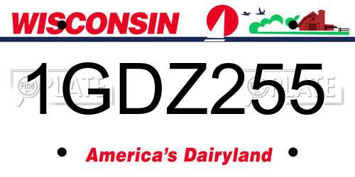 1GDZ255 Wisconsin License Plate
