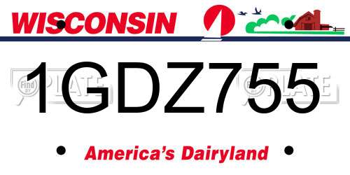 1GDZ755 Wisconsin License Plate