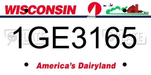 1GE3165 Wisconsin License Plate
