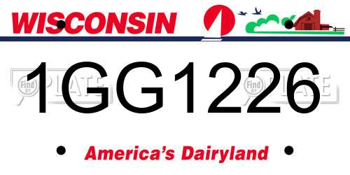 1GG1226 Wisconsin License Plate
