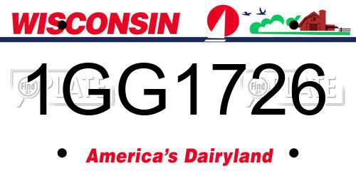 1GG1726 Wisconsin License Plate