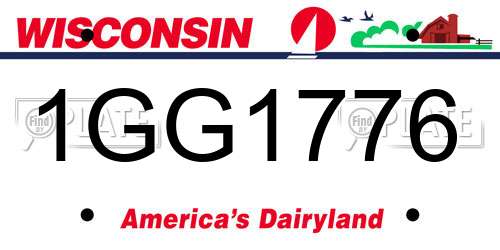 1GG1776 Wisconsin License Plate