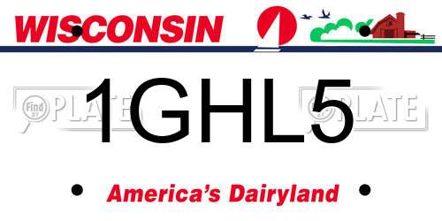 1GHL5 Wisconsin License Plate