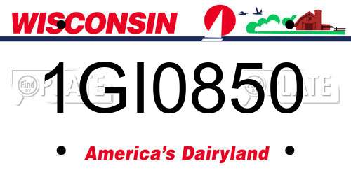 1GI0850 Wisconsin License Plate