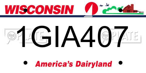 1GIA407 Wisconsin License Plate