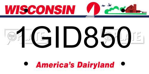 1GID850 Wisconsin License Plate